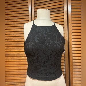 Elegant Black Lace Halter Top